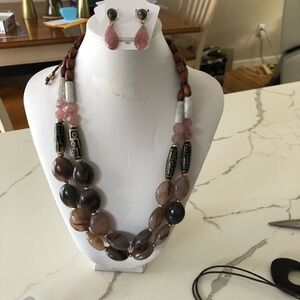 Elegant Multi-Color Beaded Necklace and Earring Set